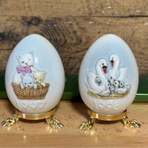 Decorative Egg Figurines with Animal Designs